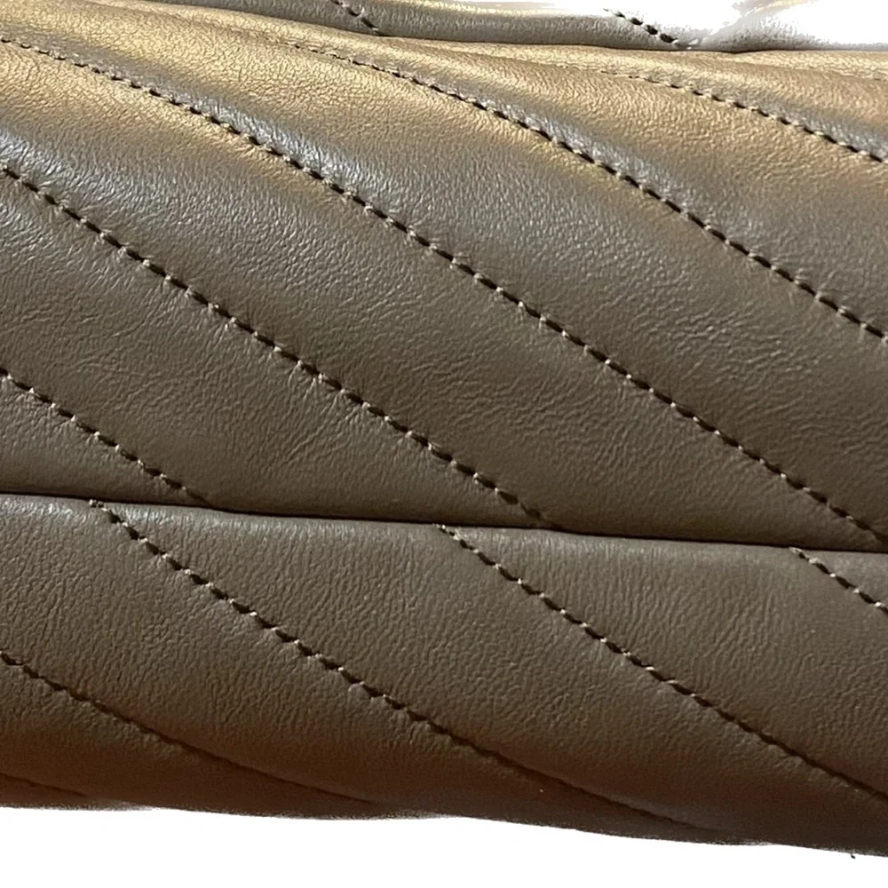 Tory Burch KIRA CHEVRON CONVERTIBLE SHOULDER BAG & Matching Wallet Classic Taupe - Picture 2 of 6